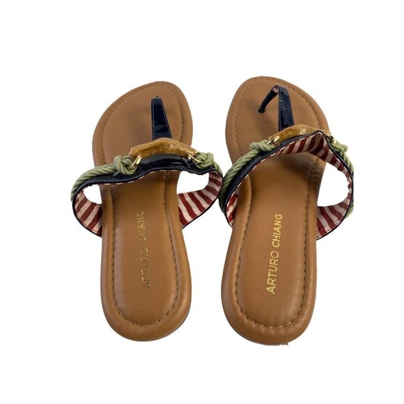 Arturo Chiang Women's Navy Rope Thong Sandals - Picture 4 of 6